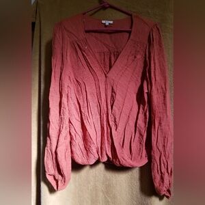 Elegant Rust V-Neck Blouse